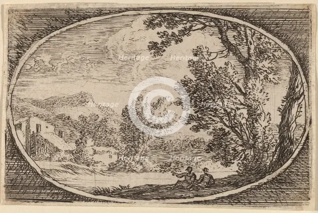 Two Men Seated Near the Waterside. Creator: Herman van Swanevelt.