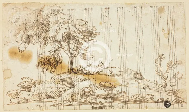 Two Men Seated under Tree on Hillside, n.d. Creator: Unknown.
