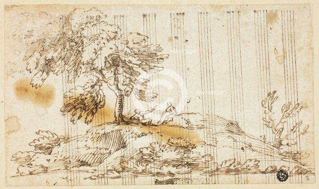 Two Men Seated under Tree on Hillside, n.d. Creator: Unknown.
