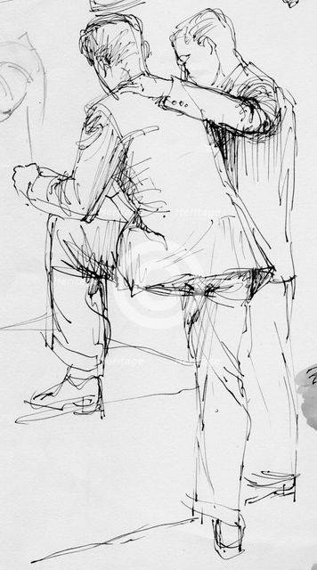 Two men standing, 1953. Creator: Shirley Markham.