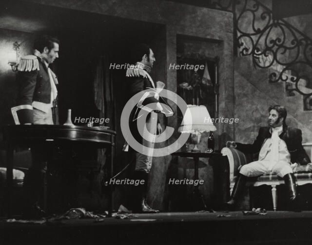 Two men standing, one sitting, 1938. Creator: Unknown.