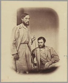 Two men;India after the Mutiny & Kutub Minar, 1858, 1858. Creator: Felice Beato