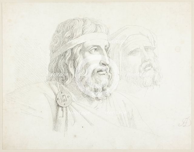 Two Merovingian Heads, 1817. Creator: Auguste Gaspard Louis Desnoyers.
