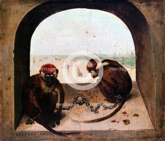 'Two Monkeys', 1562. Artist: Pieter Bruegel the Elder