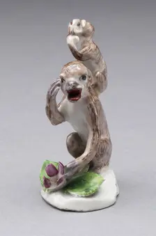 Two Monkeys, Bow, c. 1755. Creator: Bow Porcelain Factory