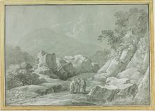Two Monks giving Water to a Woman and Child in the Wilderness, n.d. Creator: Carlo Labruzzi
