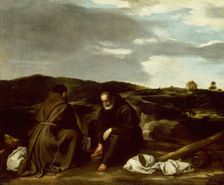 Two Monks in a Landscape, c. 1645. Creator: Unknown