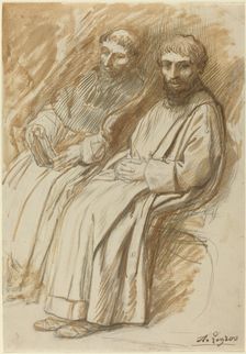 Two Monks Seated in a Church. Creator: Alphonse Legros
