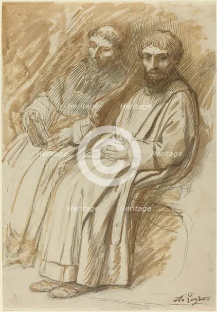 Two Monks Seated in a Church. Creator: Alphonse Legros.