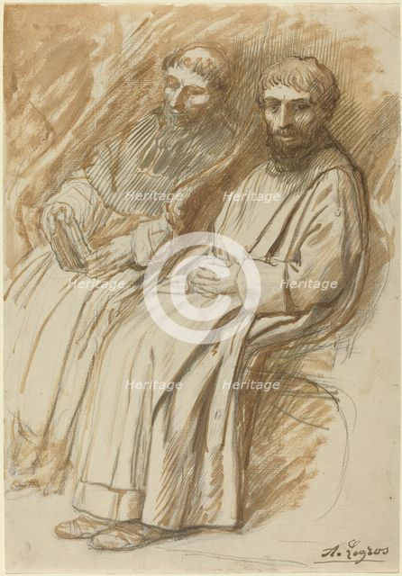 Two Monks Seated in a Church. Creator: Alphonse Legros.