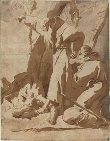 Two Monks with a Prostrate Man, c. 1725. Creator: Giovanni Battista Tiepolo