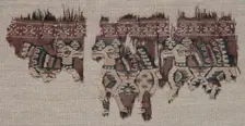 Two Mounted Fragments of a Border (from a Garment ?), late 700s - early 800s. Creator: Unknown