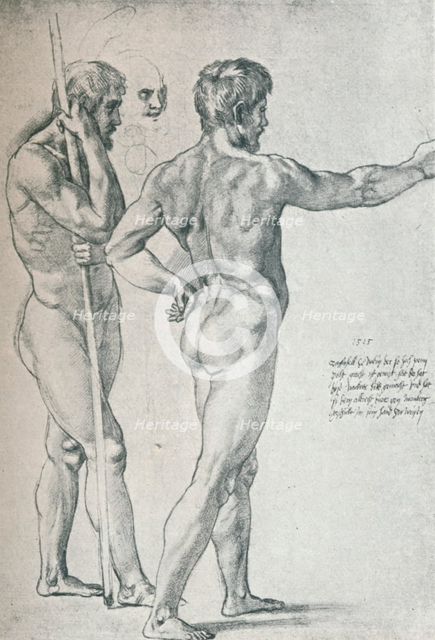 ''Two Nude Male Studies, Given by Raphael to Durer' 1515, (1912). Artist: Raphael.