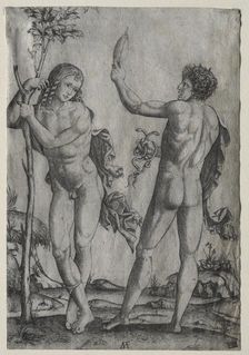 Two Nude Men Beside a Tree. Creator: Marcantonio Raimondi (Italian, 1470/82-1527/34)
