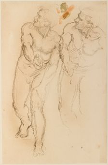 Two nude studies for one of the councillors in The Trial of St. Stephen June 1871 - May 1873. Creator: Edward John Poynter
