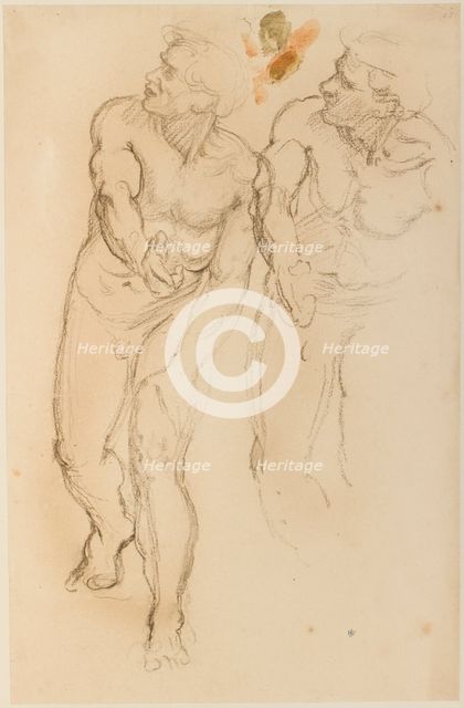 Two nude studies for one of the councillors in 'The Trial of St. Stephen', June 1871 - May 1873. Creator: Edward John Poynter.