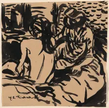 Two Nudes on a Bed (Isabella and a Younger Girl), c. 1906. Creator: Ernst Kirchner