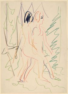 Two Nudes in a Forest, 1925. Creator: Ernst Kirchner