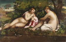 Two Nymphs at Rest (Jupiter and Callisto?), c. 1520. Creator: Palma il Vecchio, Jacopo, the Elder (1480-1528)