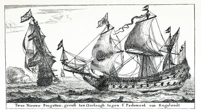 Two New Frigates Launched for War Against the Parliament of England, c1652-1654, (1896).  Creator: Unknown.