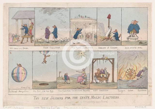 Two New Slides for the State Magic Lantern, December 29, 1783., December 29, 1783. Creator: Thomas Rowlandson.