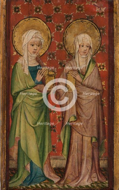 Two out of three Marys at the Sepulchre, c1400. Creator: Older Master of the Aachen Wardrobe.