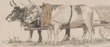 Two Oxen Pulling a Cart, 1874. Creator: Peter Christian Thamsen Skovgaard
