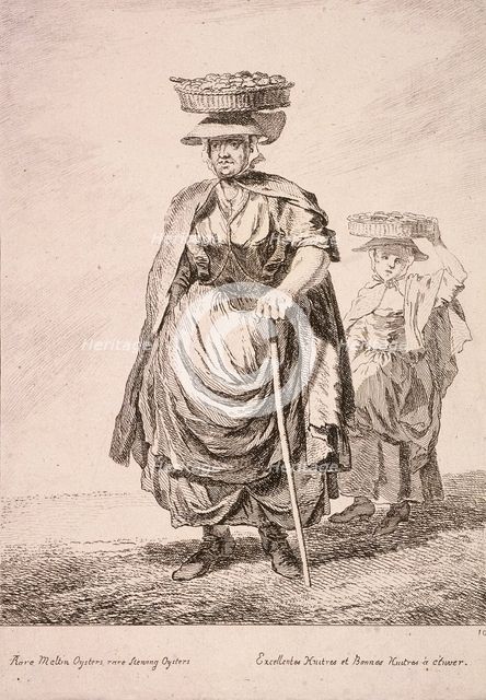 Two oyster sellers, Cries of London, 1760. Artist: Paul Sandby