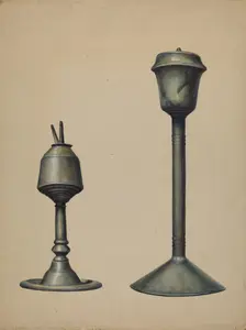 Two Oil Lamps, c. 1938. Creator: Walter Hochstrasser