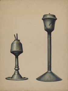 Two Oil Lamps, c. 1938. Creator: Walter Hochstrasser