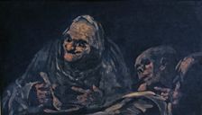 Two old men eating soup by Goya