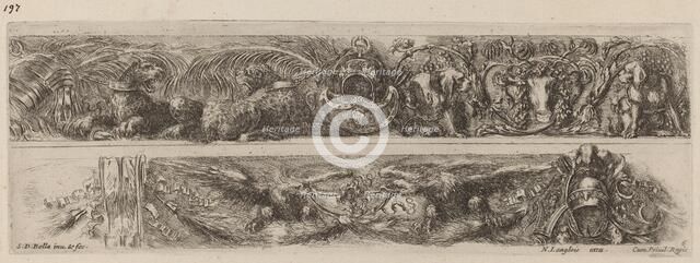 Two Ornamental Bands with Chained Leopards and Eagles, probably 1648. Creator: Stefano della Bella.