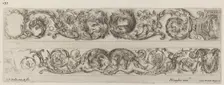 Two Ornamental Bands with Facing Heads of Lion and Eagle, and Two Rams, probably 1648. Creator: Stefano della Bella