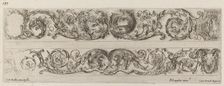 Two Ornamental Bands with Facing Heads of Lion and Eagle, and Two Rams, probably 1648. Creator: Stefano della Bella