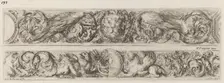 Two Ornamental Bands with Head of a Lion and Woman, probably 1648. Creator: Stefano della Bella