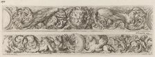 Two Ornamental Bands with Head of a Lion and Woman, probably 1648. Creator: Stefano della Bella
