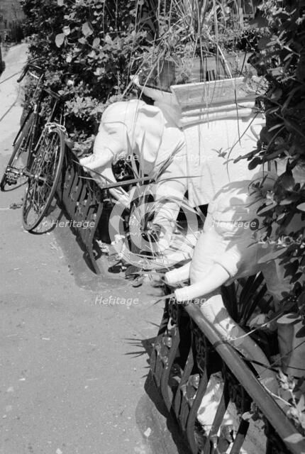 Two ornamental elephant planters in a Highgate garden, London, 1995. Artist: John Gay.
