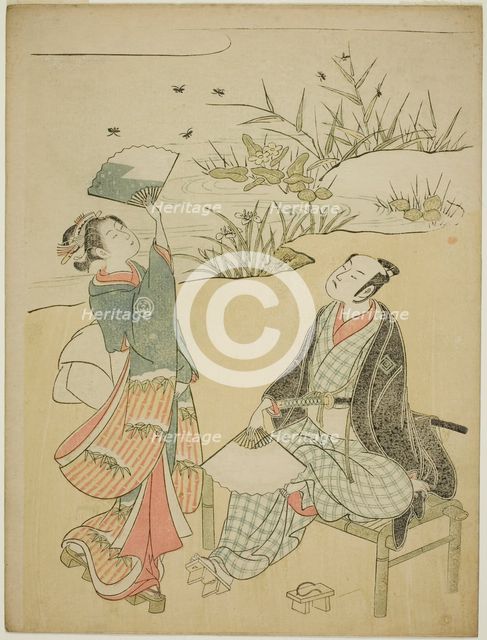 Two Actors Catching Fireflies, c. 1765/70. Creator: Torii Kiyomitsu.