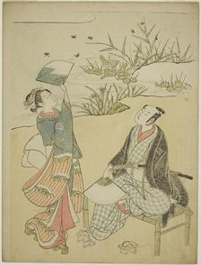 Two Actors Catching Fireflies, c. 1765/70. Creator: Torii Kiyomitsu