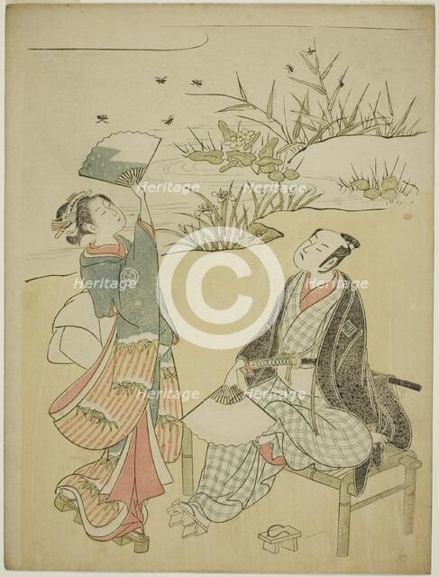 Two Actors Catching Fireflies, c. 1765/70. Creator: Torii Kiyomitsu.