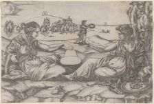 Two Allegorical Figures (Roma and Liberty?). Creator: Master IRs