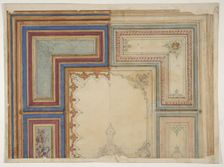 Two alternative designs for the painted decoration of a ceiling, 1830-97. Creators: Jules-Edmond-Charles Lachaise, Eugène-Pierre Gourdet