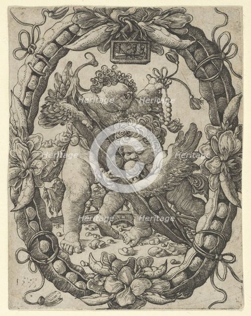 Two Angels with a Peapod, 1533. Creator: Master H.L.