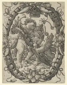 Two Angels with a Peapod, 1533. Creator: Master H.L