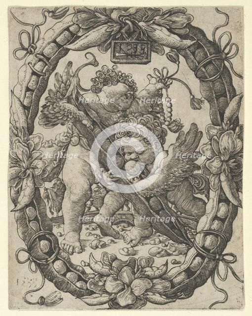 Two Angels with a Peapod, 1533. Creator: Master H.L.