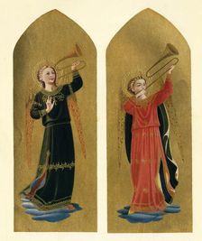Two Angels with Trumpets 15th century, (c1909). Artist: Fra Angelico