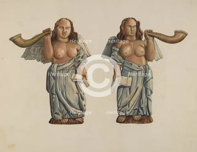 Two Angels, c. 1938. Creator: Al Curry.