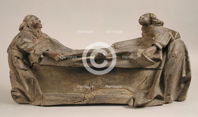 Two Angels Holding a Shroud, German, 15th century. Creator: Unknown.