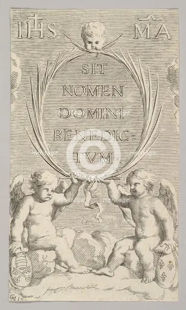 Two Angels Seated on Clouds. Creator: Claude Mellan.