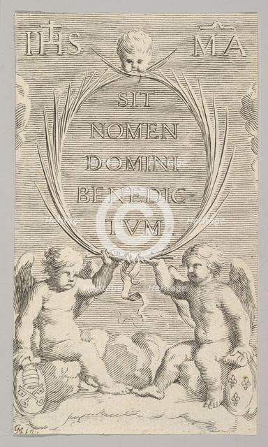 Two Angels Seated on Clouds. Creator: Claude Mellan.